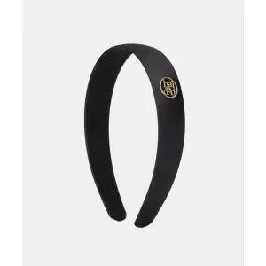 HALDEN flat satin logo pendant hairband (H007_black)