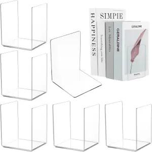 16개 투명 아크릴 북엔드 선반용 헤비 듀티 L자형 칸막이 책 영화 CD용 정리함 홈 오피스 라이브러리용