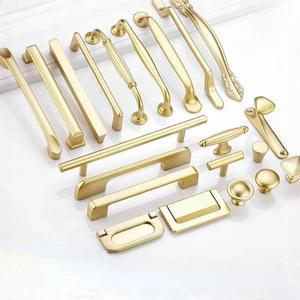 가구 캐비닛 및 서랍용 매트 골드 도어 손잡이 핸들 알루미늄 합금 현대식 주방 찬장 당김