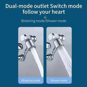 메탈 1080 ° 회전 수도꼭지 연장기 필터 탭 에어레이터 범용 2 모드 스플래시 베이슨 로봇 팔