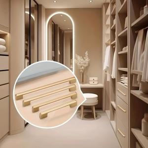 1-12개 우아한 무광택 황금색 알루미늄 합금 손잡이 - 주방 및 가구용 내구성이 뛰어난 페인트 캐비닛 서