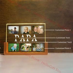 맞춤형 사진 텍스트 3D 아크릴 램프, 야간 조명, 엄마 아빠 사랑 가족 친구 생일 축제 날 선물