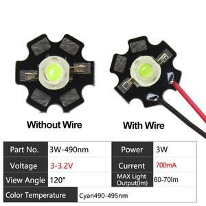 5-100pcs LED 3W 아이스 블루 청록색 490-495nm 고전력 칩 3.2-3.6V 700mA 발광 다이오드 DIY 장식 램프