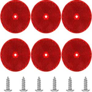 KFHENSOMR 6pcs 빨간색 원형 반사판 스테인리스 스틸 나사가 있는 고감도 안전 드라이브웨이 터널 기둥