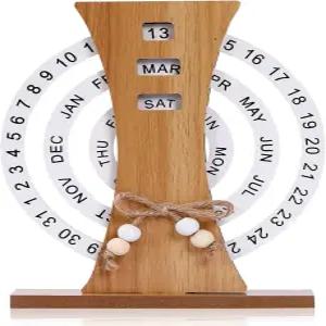 부활절 교사 감사 선물 빈티지 나무 디스크 달력 책상 홈 오피스용 회전 블록