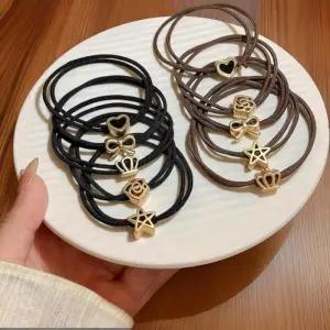 [신상오픈런]금테 왕관 하트 리본 별모양 머리끈세트 고무줄 (31540364)