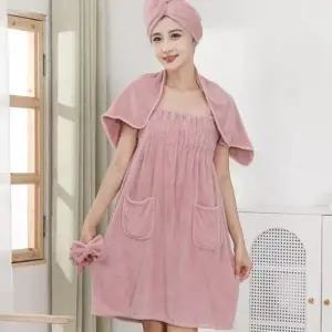 [신상오픈런]홈웨어 극세사원피스 민소매 셔링 샤워 세안 머리띠 (30345822)