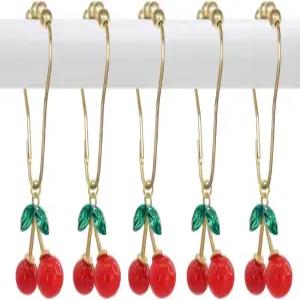 샤워 커튼 후크 12PCS 체리 링 방청 행거 클립 로드용 장식용 세련된 욕실 장식을 위한 우아하고 내구성