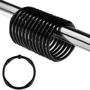 TCMAO 샤워 커튼 후크 방청 장식 링 욕실 로드용 금속 원형 12팩(블랙)