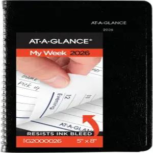 AT-A-GLANCE 2026 예약 북 플래너 주간 5인치 x 8인치 소형 데이마인드 블랙 (G2000026)