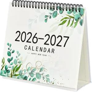탁상용 달력 2026-2027 소형 데스크탑 6.8인치 x 8인치 유칼립투스 디자인 교사용 일일 블록 포함 18개월