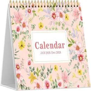 탁상용 달력 2026 스탠딩 플립 커버 12개월(1월 - 12월) 사무용 액세서리 및 가정용 학용품용 스티커와