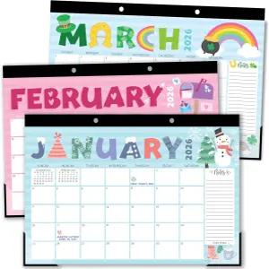 해들리 디자인 대형 책상 캘린더 2026-2027 - 데스크톱 2026 18개월 플래너 가정 사무실 및 교실 귀여운