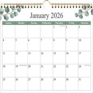 2026년 달력 - 1월부터 2027년 6월까지 월 캘린더 2026-2027년 두꺼운 종이가 있는 벽걸이 플래너 12인치 x