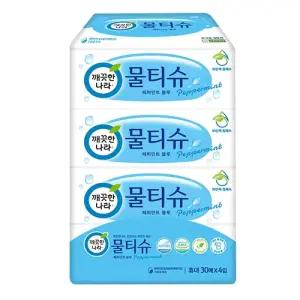 깨끗한나라 물티슈 리필형 30매X4입