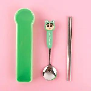 짱구 피규어 숟가락 젓가락 세트-그린