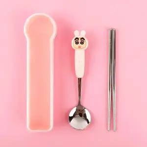짱구 피규어 숟가락 젓가락 세트-핑크