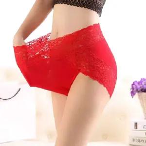 하이웨이스트 여성 빅사이즈 속옷 3개 세트 레이스 실내 팬티 여자 모달