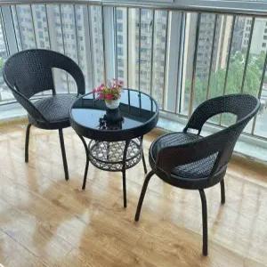 베란다 라탄 의자 야외 티테이블 세트