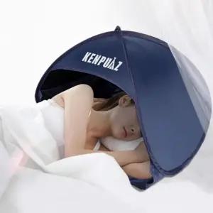 수면텐트 암막 빛 자외선 바람 차단 접이식 실내 침실 침대 야외 선탠 네이비블루 80cm