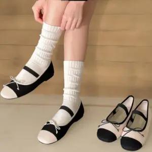 [신상오픈런]여성 러블리 리본 장식 메리제인 니트 플랫슈즈 (34325877)