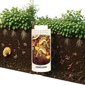 ZZOFSWORM 인그라운드 웜 농장 퇴비통 키트 주방 음식물 쓰레기를 재활용하여 야외에 있는 구멍과 뚜껑이