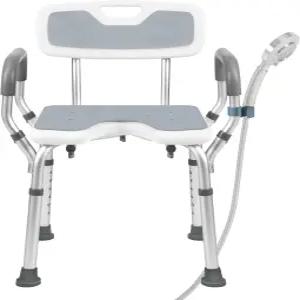 팔과 등받이가 있는 샤워 의자 330파운드 헤드 홀더가 내부 샤워용 시트 컷아웃 시트와 방한 패드가 욕실