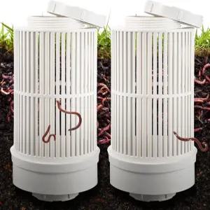Blossound 2Pcs Inground Worm Composter 야외 농장 퇴비통 음식물 쓰레기 퇴비 절감 시스템 지속 가능한