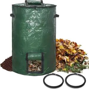 대형 퇴비통 봉투 정원 80갤런(300L) 야외 접이식 마당 쓰레기통 낙엽 봉투(녹색 1개)