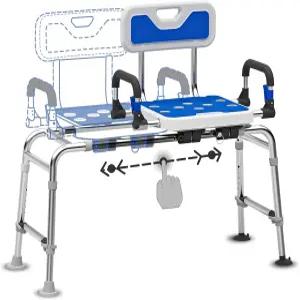 팔과 등이 있는 Drsit 슬라이딩 샤워 의자 미끄럼 방지 알루미늄 본체가 500파운드 욕조 이송 벤치 및 노인