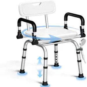 회전식 샤워 의자 360° 회전 조절식 시트 팔 및 패딩 스톨 욕조의 노약자 장애인을 위한 튼튼한 400파운드