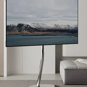 미니멀 TV 거치대 브라이트실버 스틸 스테인리스 스탠드 이동식