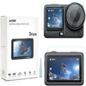 LKTOP 3팩 DJI 오스모 액션 6 스크린 프로텍터 프로 액세서리용 강화 유리 전면 + 후면 렌즈 필름 LCD