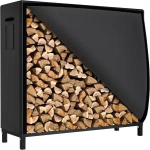 방수 커버가 있는 울트라월 4피트 장작 선반 실내/외용 헤비 듀티 통나무 홀더 목재 보관