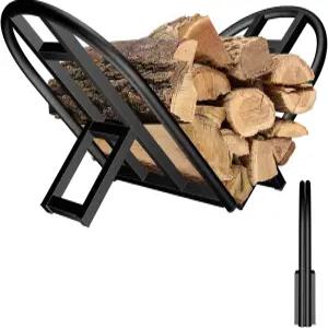 릴리버드--릴리 장작 랙 야외 실내 접이식 목재 금속 홀더 소형 통나무 나무 저장 벽난로 화덕 스토브용