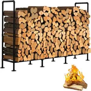 나나나도소 4피트 야외 실내 장작 선반 벽난로 목재 보관용 금속 통나무 홀더 실내외 스태커 블랙