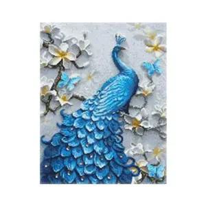 DIY 보석십자수 동물 푸른 공작 40X50 세트