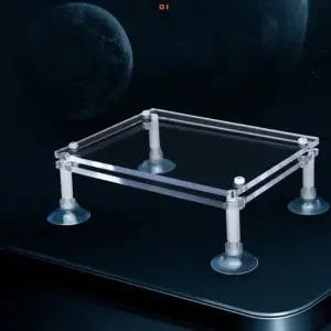 펌프침대 어항 흡착식 아크릴 투명 선반 받침대 12x10cm