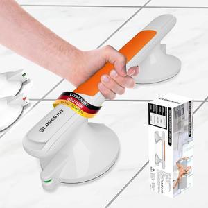 LORESJOY 샤워 욕조 그립 바, 슬립 손잡이, 헤비 듀티 미끄럼 방지 탈착식 안전 레일, 압력 표시기가 있는 컵 드릴 설치 없음, 지원(오렌지)