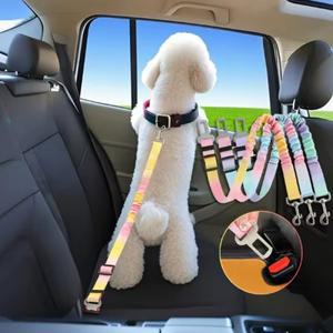 조절 가능한 차량용 강아지 안전벨트, 탄성 번지 완충 기능이 있는 내구성  하네스