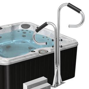 360 핸드레일 회전이 가능한 양방향 스테인리스 스틸 온수 욕조 핸드레일, 방수 스펀지 손잡이, 업그레이드된 탈착식 베이스, 조절 높이 43-53인치, 실내 및 실외용 600파운드 SPA 사이드