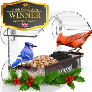 강력한 흡입 컵이 있는 창문 새 모이통 - (업그레이드된 2026 모델) 고양이 새집 선물용 투명 아크릴