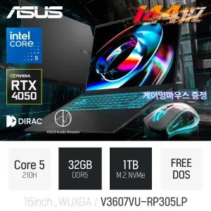 ⓒ ASUS 비보북 16 V3607VU-RP305LP 32GB 1TB / 사무용 인강용 대화면 대학생 게이밍 편집용 노트북