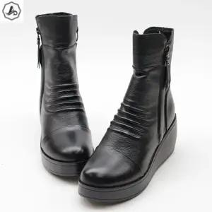 [애슬릿] 통굽 앵클 부츠 가죽 사이드 지퍼 통굽 7cm