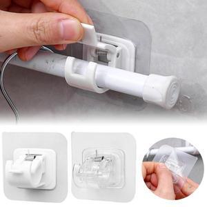 자기 접착 레일 후크 네일 프리 커튼 클램프 막대 클립 조절 샤워 가정용 보관 스틱 랙 홀더