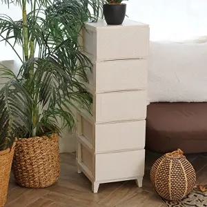 [보노하우스]가든 라탄 서랍장 일반형 5단 플라스틱 수납장 1+1