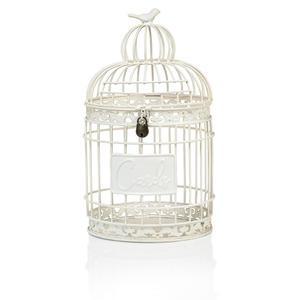 레드 Co. 9.5 u201D 다이아 라운드 장식 러스틱 잠금식 금속 새장 웨딩 카드 홀더, 화이트