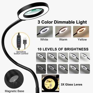 Toolour 자기 돕는 손 납땜 도구 3X 돋보기 램프 전자 수리를위한 세 번째