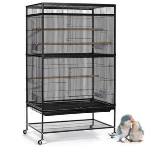 ASOCEA 대형 새장 씨앗 캐더, 덮개 조절 가능한 부드러운 에어리 스커트 가드 새장용 나일론 망 (앵무새 잉꼬 마카우 아프리카 원형 사각형 케이지 118 * 31.5인치 / 300 80cm) (블랙)