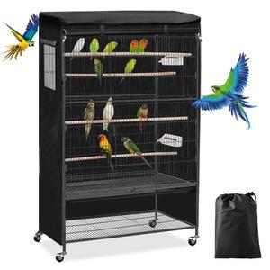 로아시비 유니버설 대형 새장 커버 앵무새 및 기타 소형 동물을 위한 블랙 아웃 통기성 케이지 내구성 방수 세척 가능 소재 36인치 L x 25인치 W 48인치